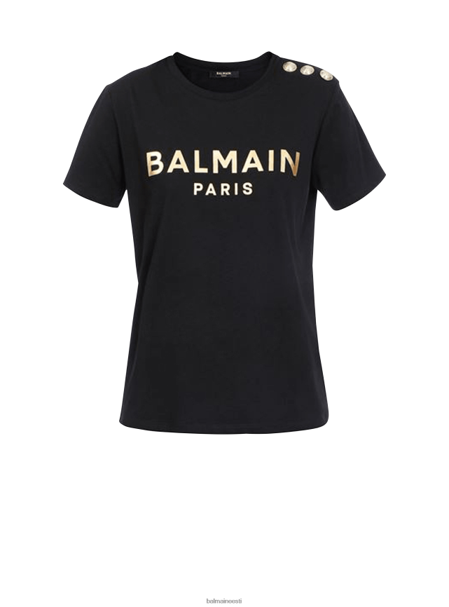 ee Balmain Riietus naised puuvillane t-särk brändi logotrükiga must LJ8002195