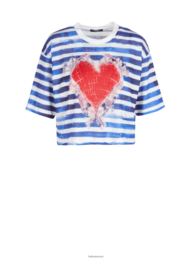 ee Balmain Riietus naised sõbrapäeva trükitud crop top sinine LJ8002168