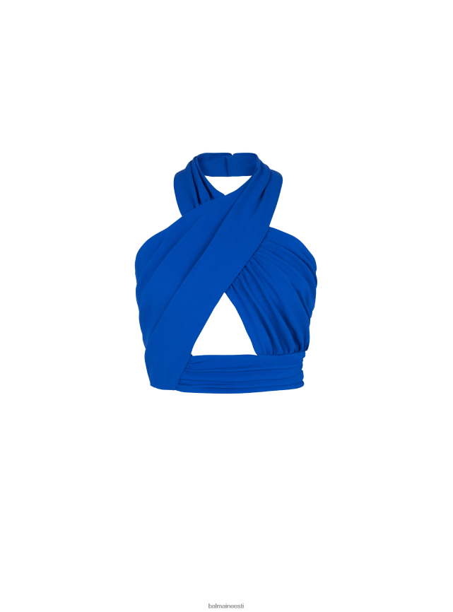 ee Balmain Riietus naised drapeeritud jersey crop top sinine LJ8002221