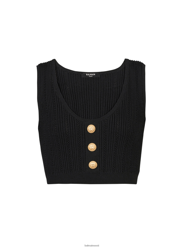 ee Balmain Riietus naised ökodisainiga kootud crop top must LJ8002257
