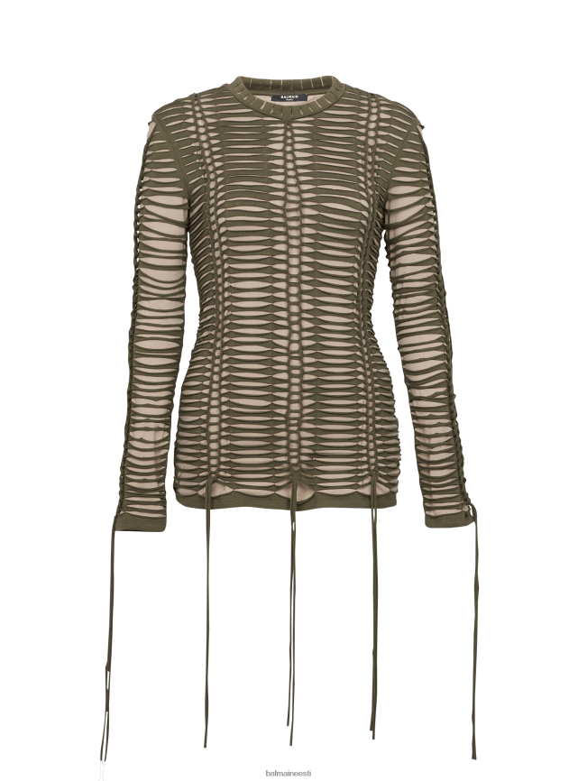ee Balmain Riietus naised kootud jersey top khaki LJ8002239