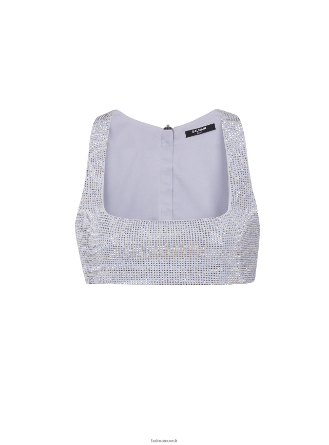 ee Balmain Riietus naised rhinestone crop top hõbedane LJ8002250